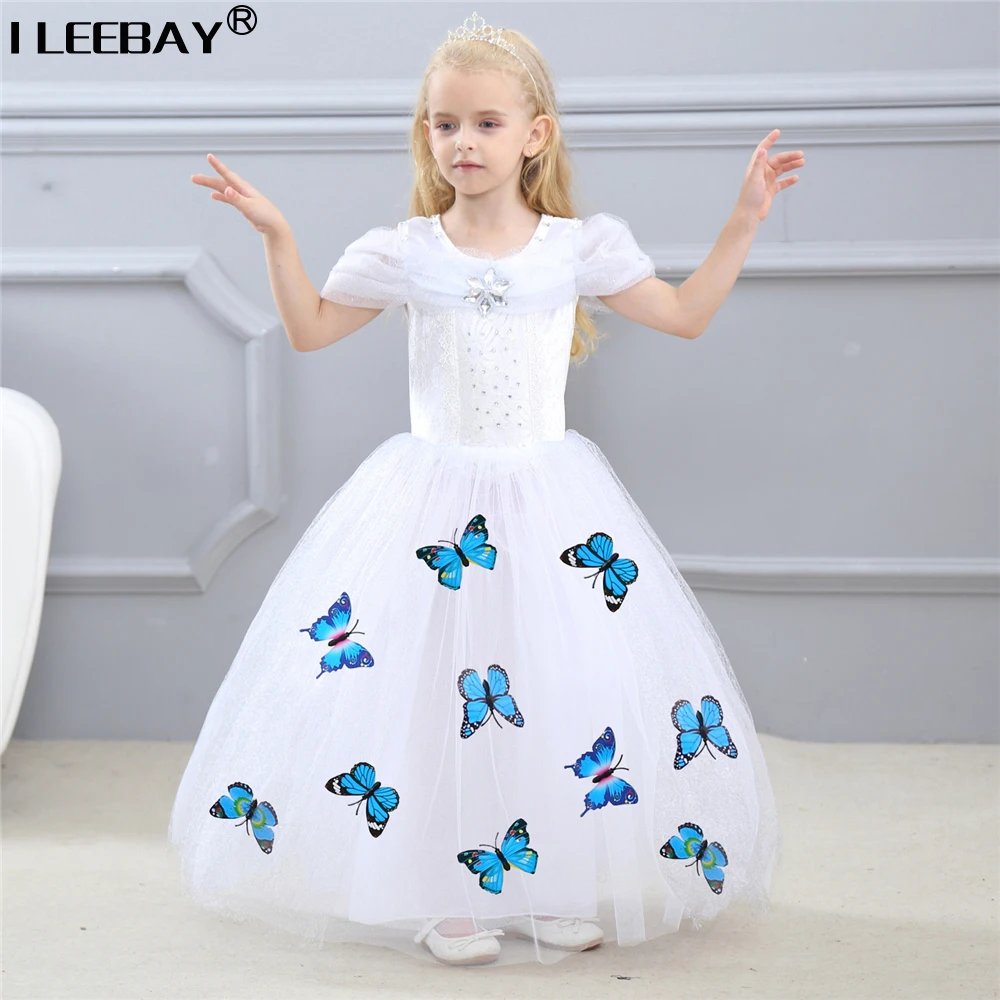 

Baby Girls Princess Dresses 2018 Halloween Cinderella Cosplay Show Costume with 10 Butterflys Children Christmas Party Dress