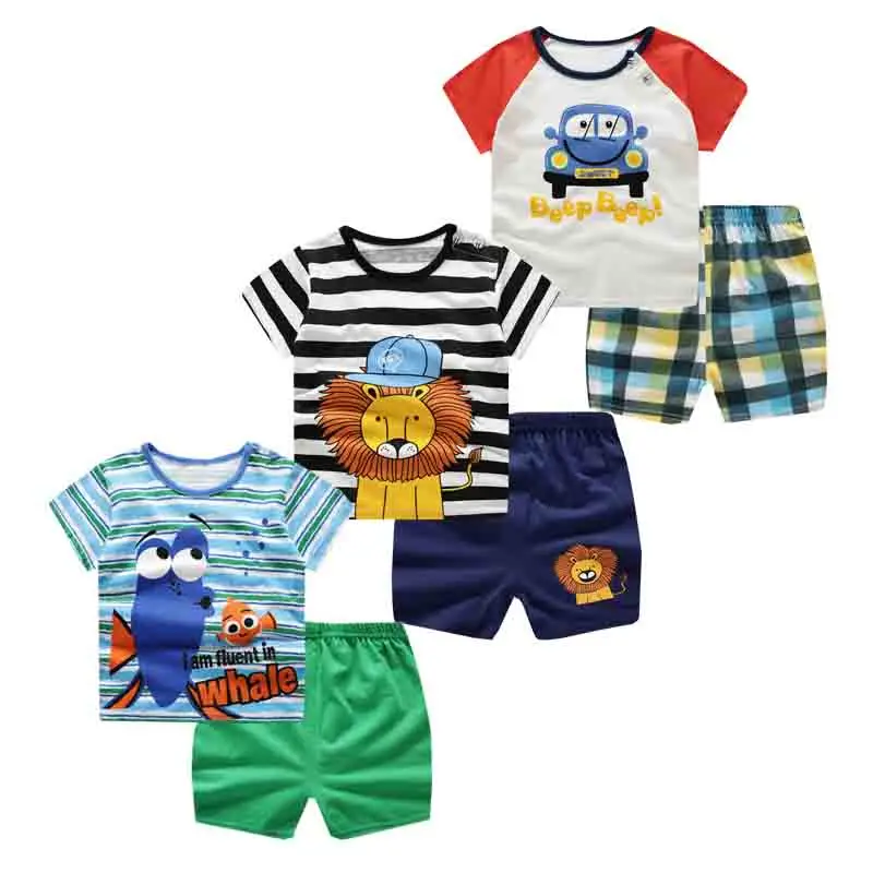 

Kids Baby Boys summer clothes dinosaur animal costume Short Sleeve Tracksuit T-shit+Pants Sport Suits toddler girl outfits