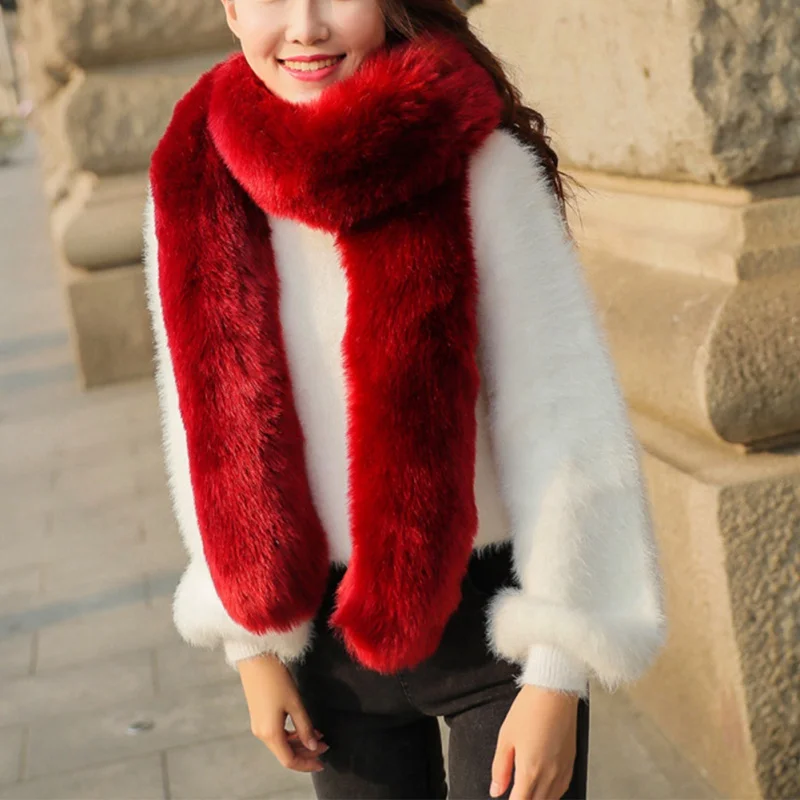 New Designer Faux Fur Scarves Women Winter Keep Warm Soft Long women's scarves Faux Fur Cape