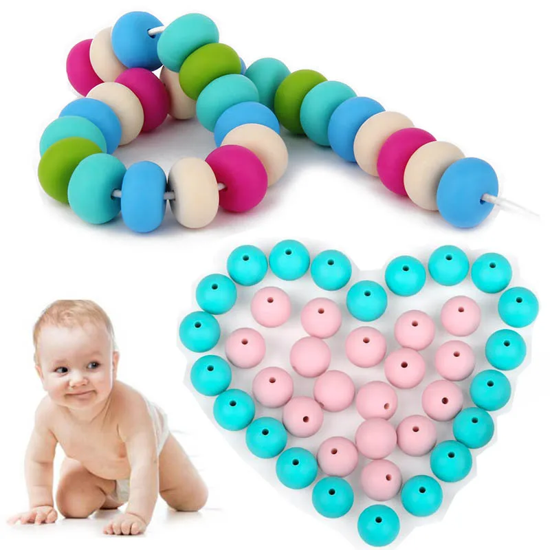 10pcs/lot Silicone Beads Baby Teether Baby Teething Beads For Pacifier
