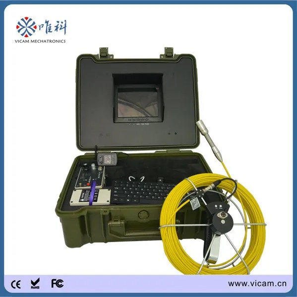 12 LEDs underground camera head sewer chimney pipe video inspection camera with 30m fibreglass