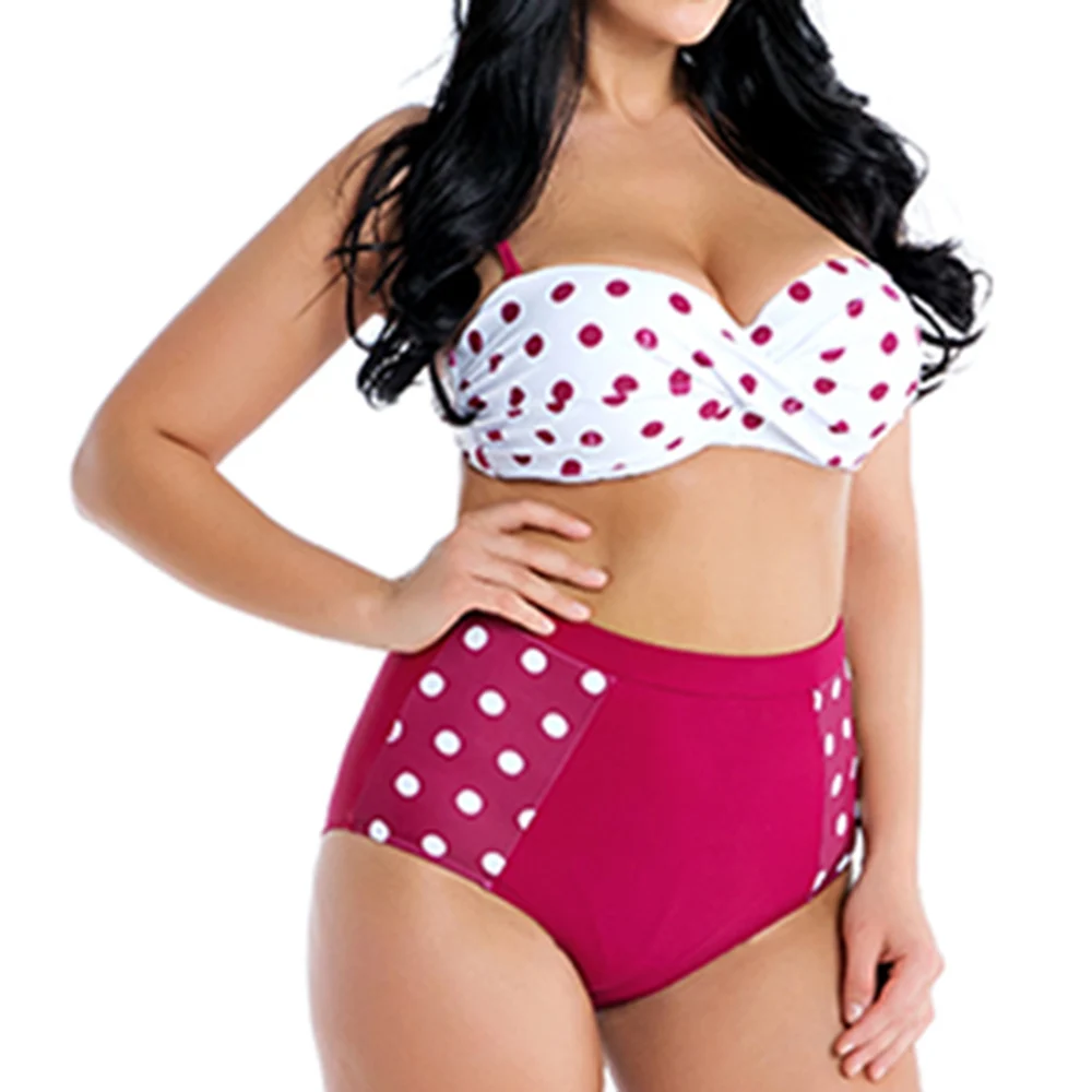 plus size bikini sets Dot Bandeau Push Up Bikini Set 2021 Swimsuit Female High Waist Plus Size Swimewar Women Large Size Bathing Suit 4XL 6XL designer bikini sets