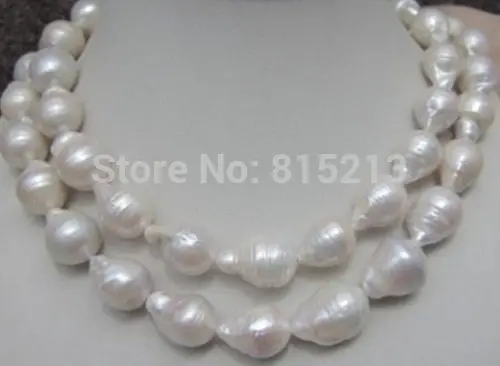 

FREE SHIPPING>>@@@ A1409 HUGE 12-18MM NATURAL AAA SOUTH SEA WHITE BAROQUE PEARL NECKLACE 35 INCH