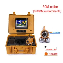 30m cable 7” TFT LCD Underwater camera built in DVR fishing camera Kits 1/3 Sony CCD 24 pcs LED lights