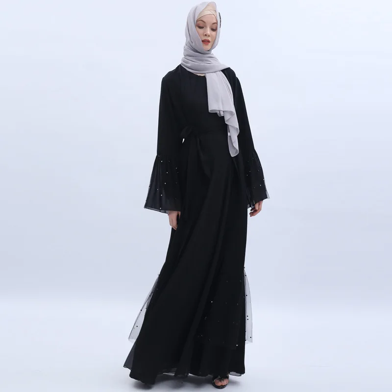 Abaya Дубай мусульманский Бисероплетение хиджаб Nida платье макси кардиган кимоно халат кафтан ИД Рамадан Jubah турецкая исламская одежда Vestidos