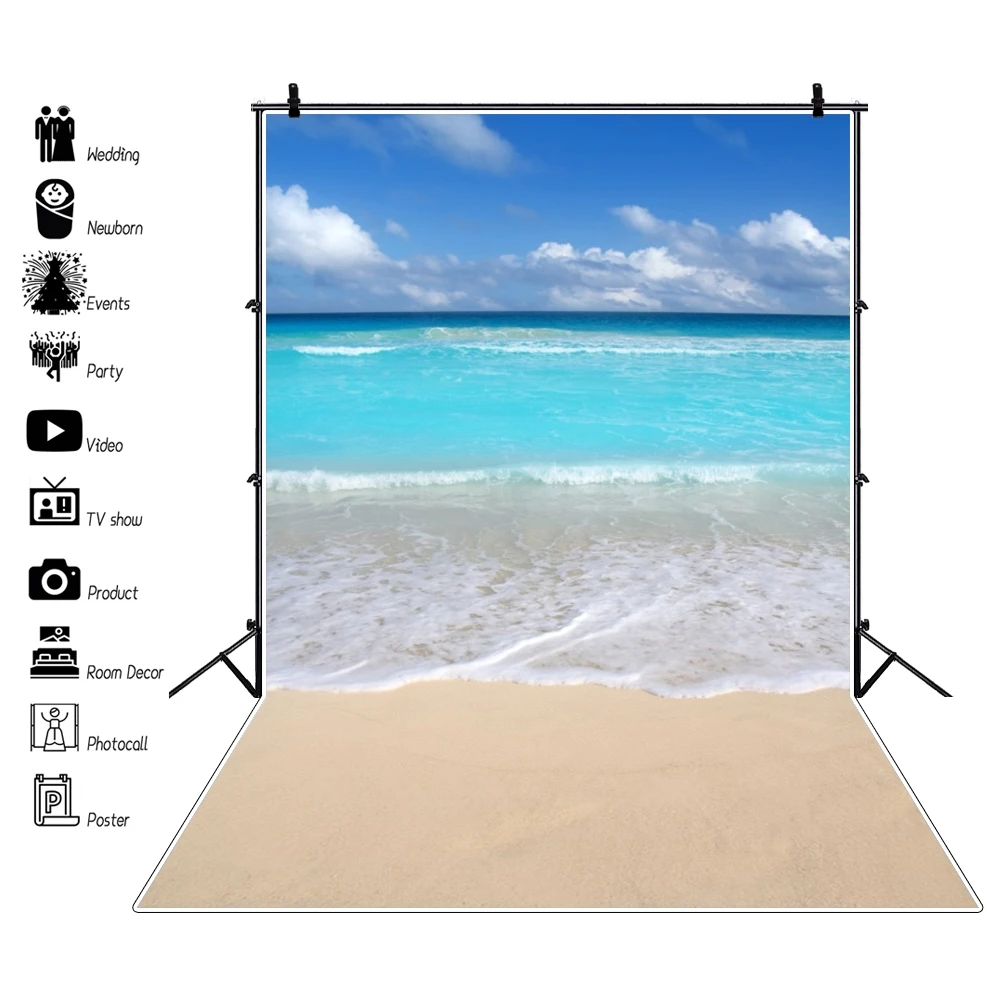 

Summer Tropical Holiday Sea Beach Sand Cloudy Blue Sky Baby Scenic Photography Backgrounds For Photo Backdrops Photo Studio