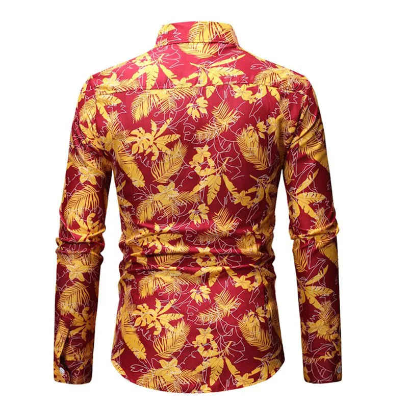 Лидер продаж Винтаж с цветочным принтом рубашки 3XL свободные Blusa человек Бизнес Повседневная одежда Высокое качество пуговица из