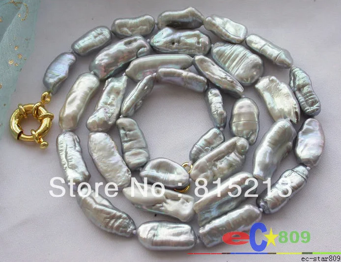 

hot sell new - HOT456 22mm gray dens stick keshi reborn pearl NECKLACE