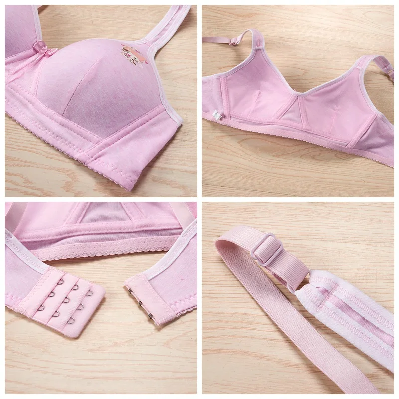 Women Lingerie Bra Briefs Set Wire Free Girl Bra Set Bralette Cute Cartoon Panties Set
