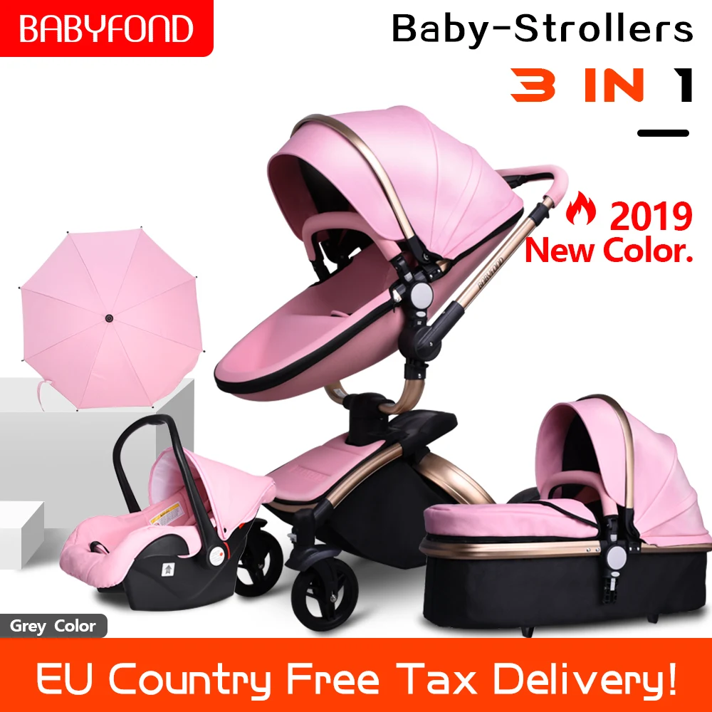 Free ship! babyfond 3 in 1 baby stroller PU two way shock absorbers