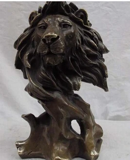 

Copper Crafts Brass decoration Fine Brass Chinese Folk Refined Copper Bronze Foo Dog Lion Head Art Statue