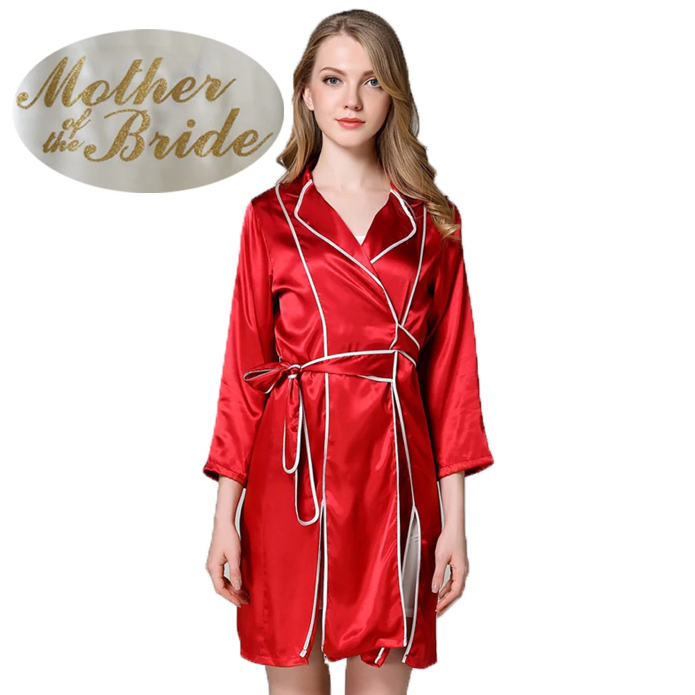 R20 Короткое Кимоно пижамы Ночная рубашка Свадебная вечеринка готовая халат ночная рубашка для женщин - Цвет: Red Motherof B