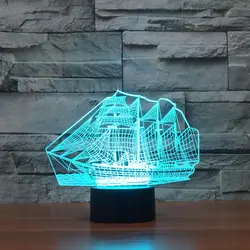 Новые идеи парусный спорт 3D огни красочный сенсорный светодио дный светодиодный визуальный свет подарок Рождество Атмосфера лампы