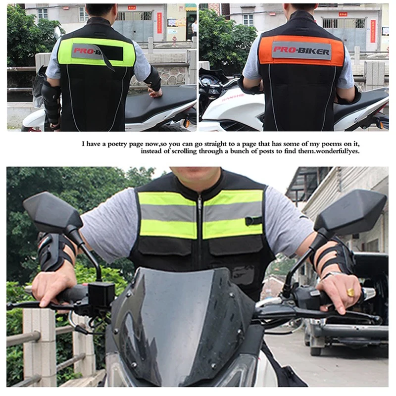 Pro-Biker Hi-Vis Светоотражающий мотоциклетный жилет для поездок на велосипеде безопасная гоночная форма велосипедная одежда