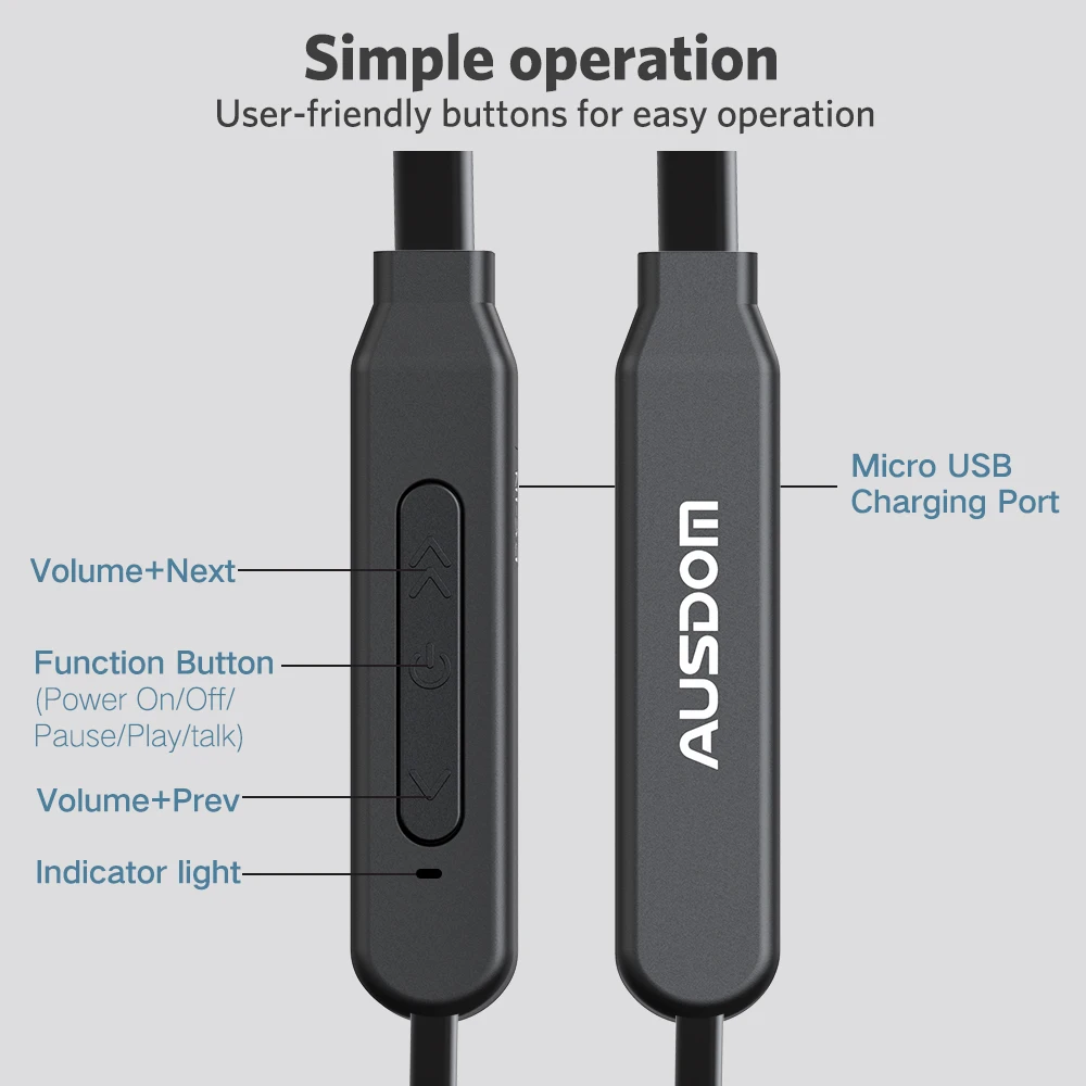 AUSDOM S5 Sport Wireless Bluetooth Earphone Headset High Quality Bluetooth Earbuds With Mic Magnetic Neckband for iPhone Xiaomi
