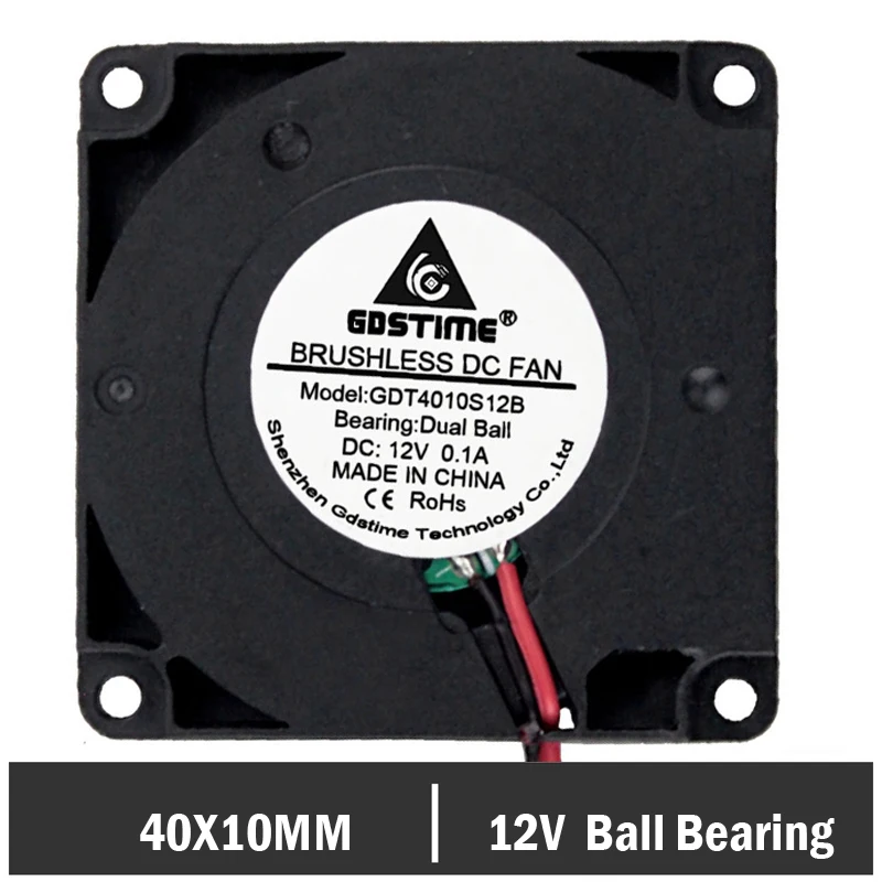 

20Pcs Gdstime Ball 12V 40mm 3D Printer Fan 4010 Blower Fan DC Turbo Blower Fan Radial Printer Cooling Accessories 40x40x10mm