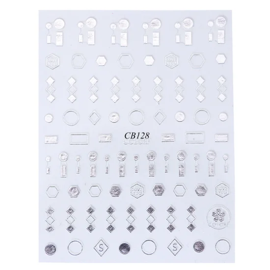 CB128 Sliver 1 шт, серебряные наклейки для ногтей, буквы долларов США, 3D самоклеющиеся наклейки для дизайна ногтей, слайдер, украшения для маникюра, CHCB122-130 - Цвет: CB128 Sliver