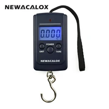 NEWACALOX 40kg x 10g Mini Digital Scale for Fishing Luggage Travel Weighting Steelyard Hanging Electronic Hook Scale