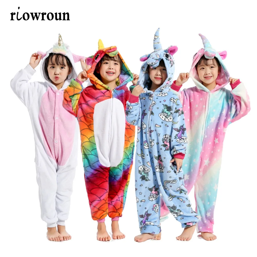 Prezzo Halloween Per Bambini Kigurumi Anime Per Bambini Costumi Cosplay Animale Del Fumetto Degli Indumenti Da Notte Stitch Unicorn Pokemon Caldo di Inverno Con Cappuccio 2019