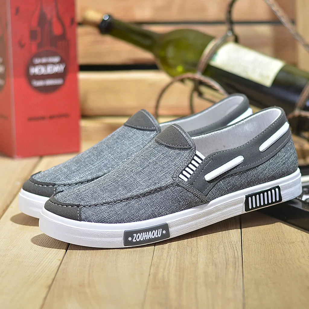 

Men's Solid Color Canvas Breathable Casual Shoes Male Casual flat shoes Round toe Breathable Comfortable Soft Lightweight Shoes