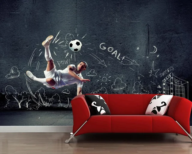 Frete grátis personalizado moderno 3d grande mural esportes