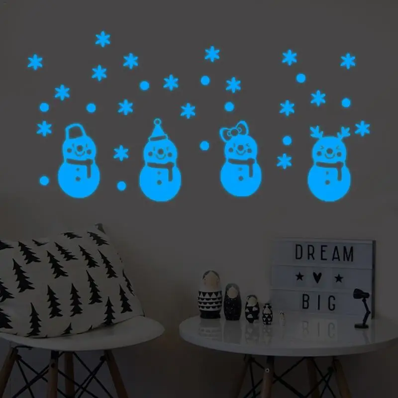 

Wallpaper Wall Stickers Merry Christmas Glow Snowman Window Glass Decorative Wall Stickers 14.5*30cm Wallpapers for Living Room