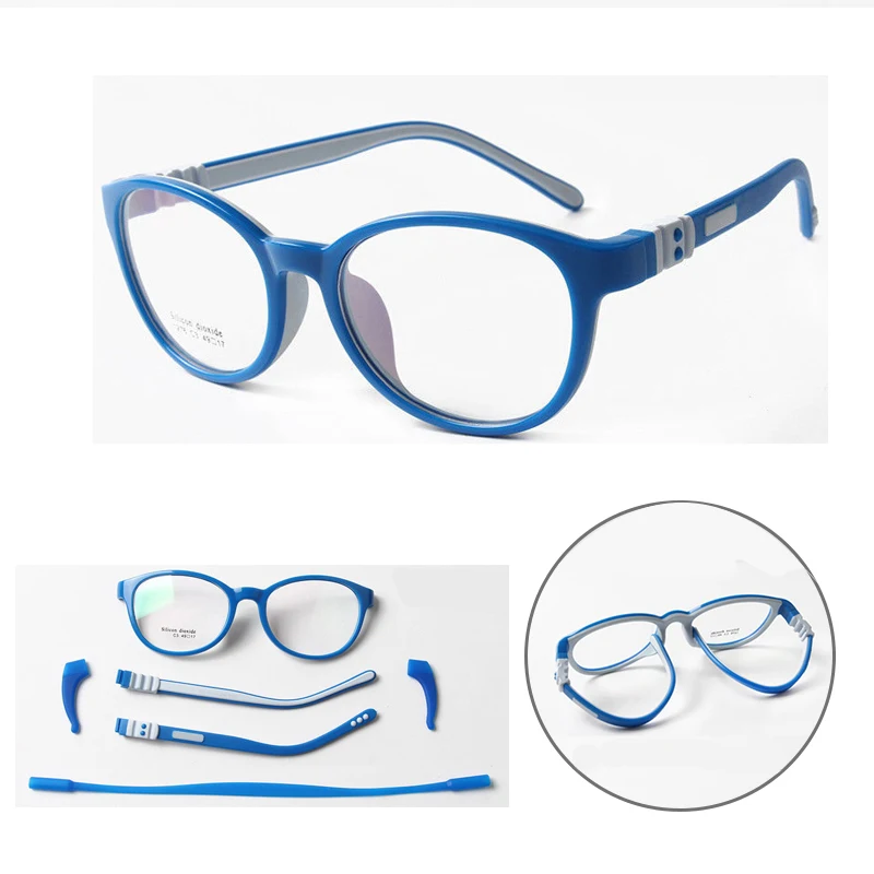 Lesov силиконовые очки в большой оправе оправы для мальчиков девочек флип гибкий силиконовый прозрачный близорукость очки мультфильм ребенок очки Рамка - Цвет оправы: Blue White