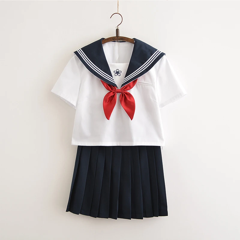 Новое поступление Sakura вышивка японский JK наборы школьная форма для девочек средней школы для женщин Новинка матросские Костюмы униформы XXL