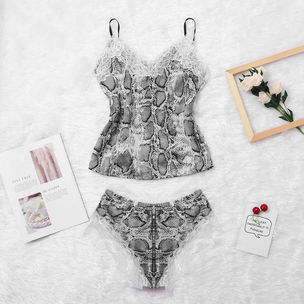 

Womail Women Lace Design Leopard Printed Design Underwear Polyester Material Sexy Fashion Sleeveless Sleepwear 19FEB20