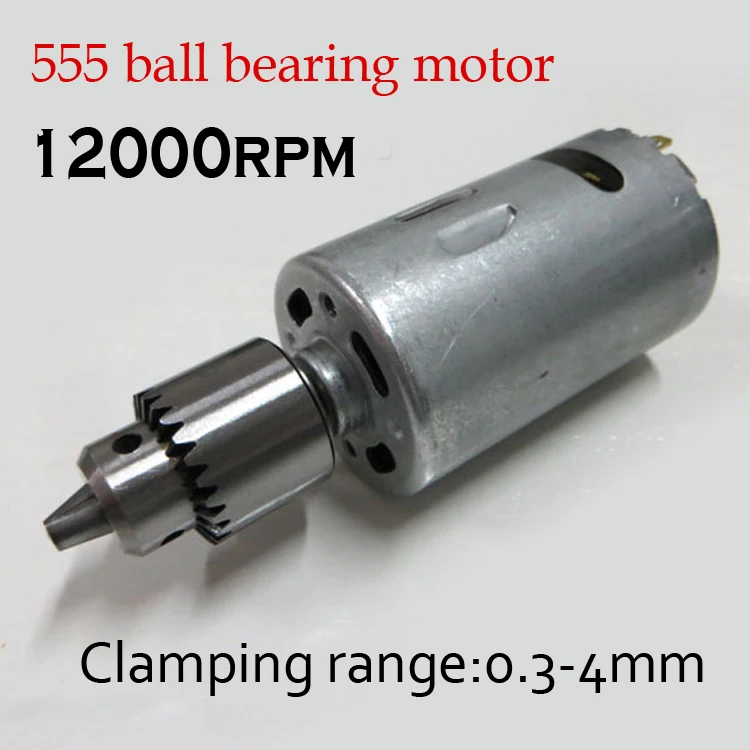12 24V DC DIY Mini Micro Electric Drill 555 ball bearing motor Bench