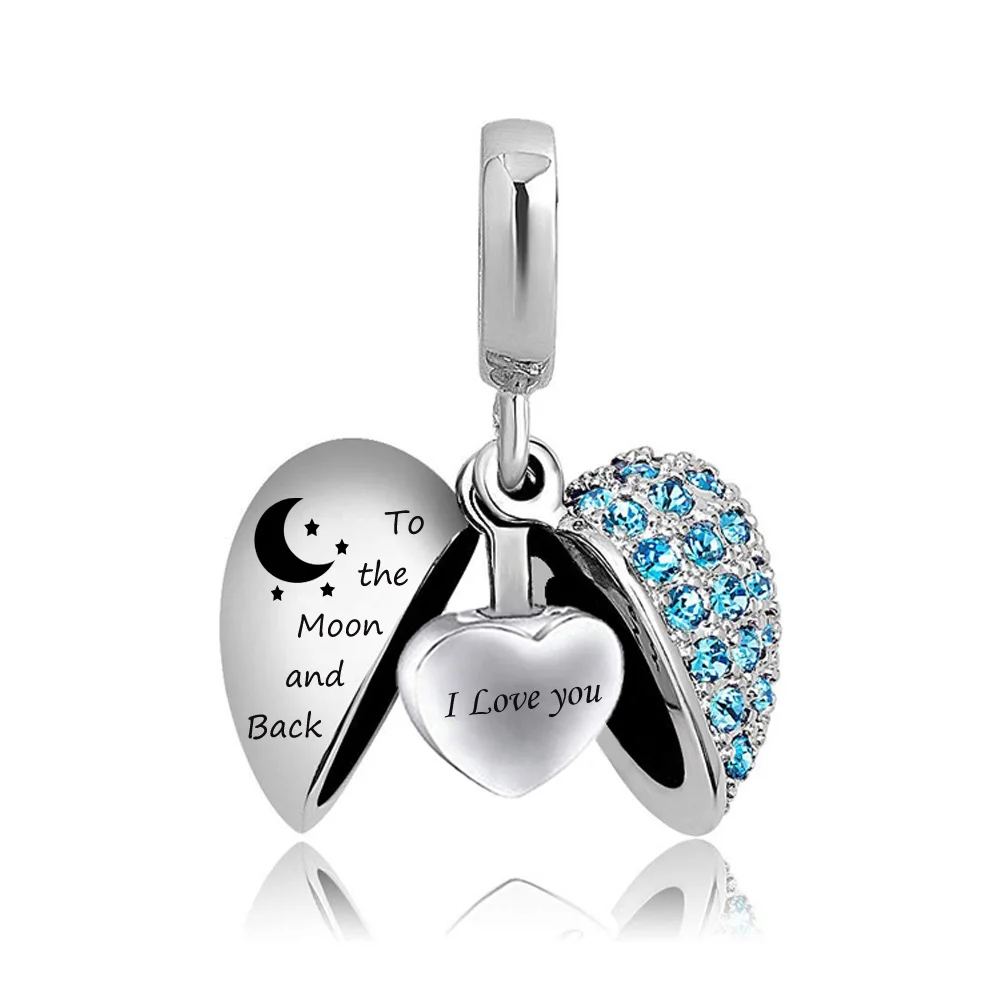 Angel Wing Cremation Jewelry I Love You to The Moon and Back Locket Urn Ashes Necklace Keepsake Memorial Pendant Stainless Steel