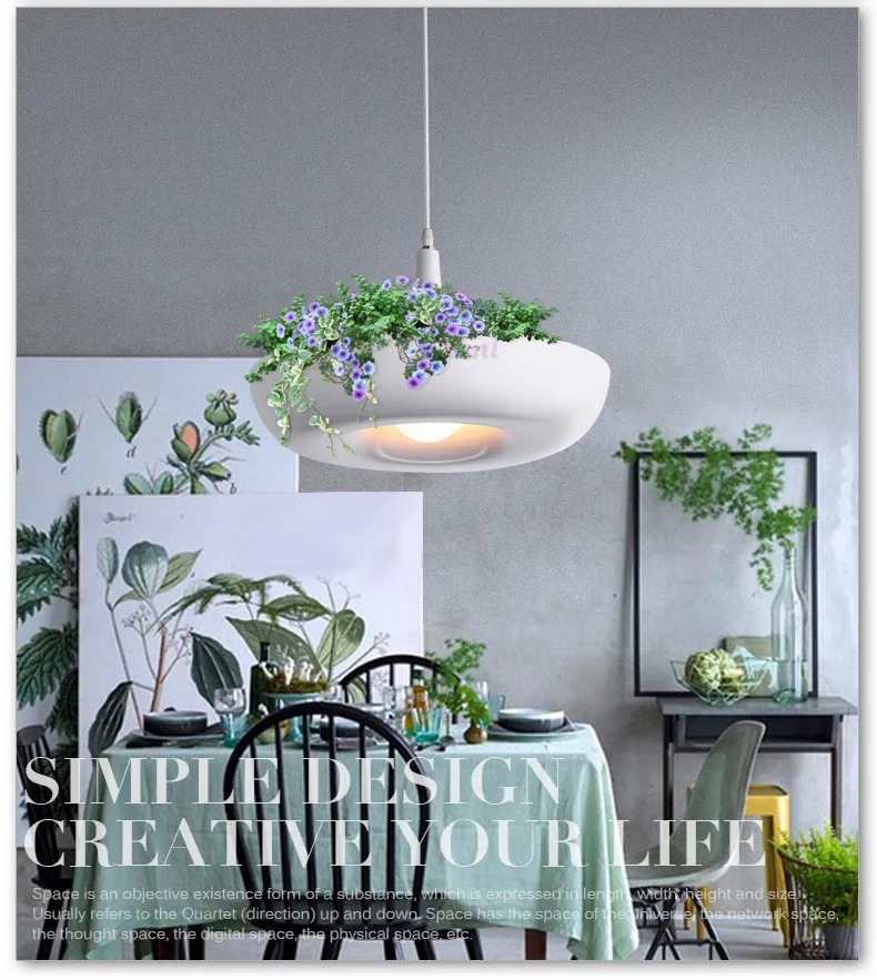 

Hanging Gardens of Plants pendant Lamp White flowerpot Lighting Without Plants Garden Light corridor lamp factory direct sale