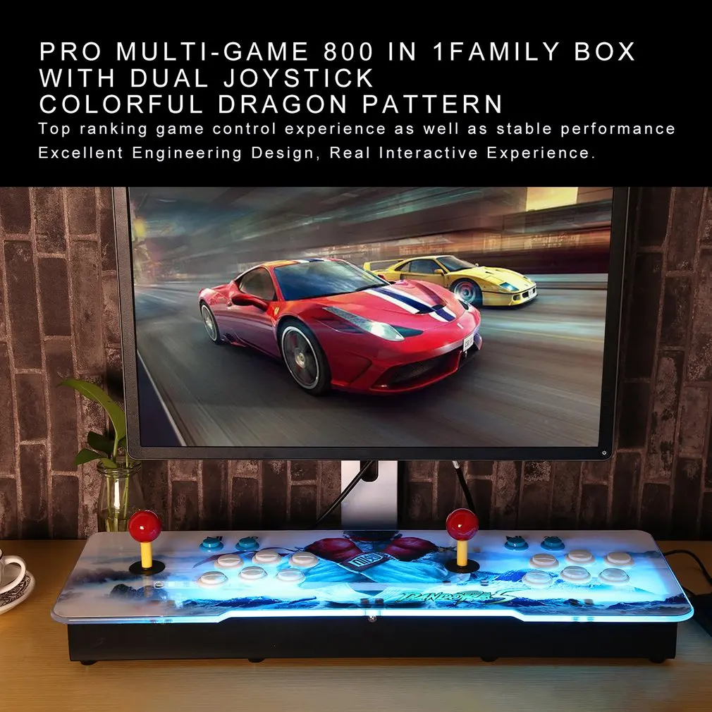 

Professional Design Multi-game 846 in 1 Family Box with Dual Joystick HD Home Game Machine with Colorful Dragon Pattern