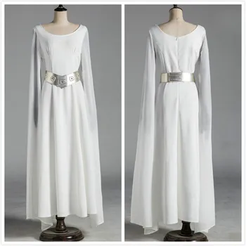 

Princess Leia Organa Solo Cosplay Outfit Woman Long White Dresses Fancy Dress Halloween Carnival Cosplay Costumes Star Wars
