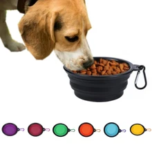 Портативная Складная Силиконовая миска для домашних животных, подача воды пищи, складная чашка, блюдо для собак, кошек, кормушка для воды 40FB18