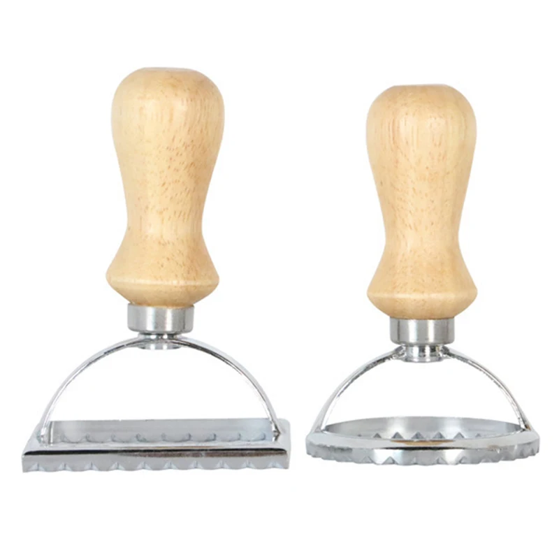 

1 Pcs Ravioli Cutter Stamps Dough Cutter Wheel Press Stamps with Wooden Handle FPing