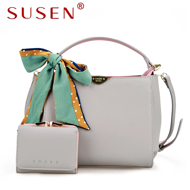 SUSEN 1309 Women Handle Shoulder Bag Cross Body Bag with Purse 2 Pcs Bag font b