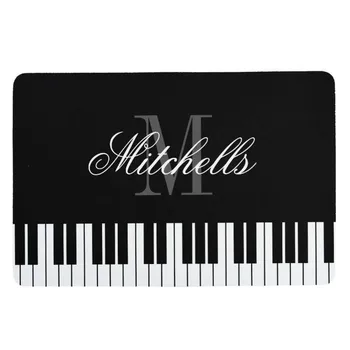

Funny Piano Keys Floor Door Mat Custom Name Monogram Welcome Doormat Rug Carpet Elegant Musician Music Room Cool Home Decor Gift