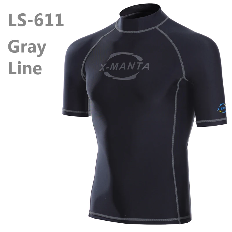 DIVE& SAIL Lycra UPF 50+ рашгарды для мужчин, боди, костюмы, раздельные, для сноркелинга, дайвинга, кожи, анти-УФ, одежда для серфинга, спорта, плавания, одежда - Цвет: GRAY LINE