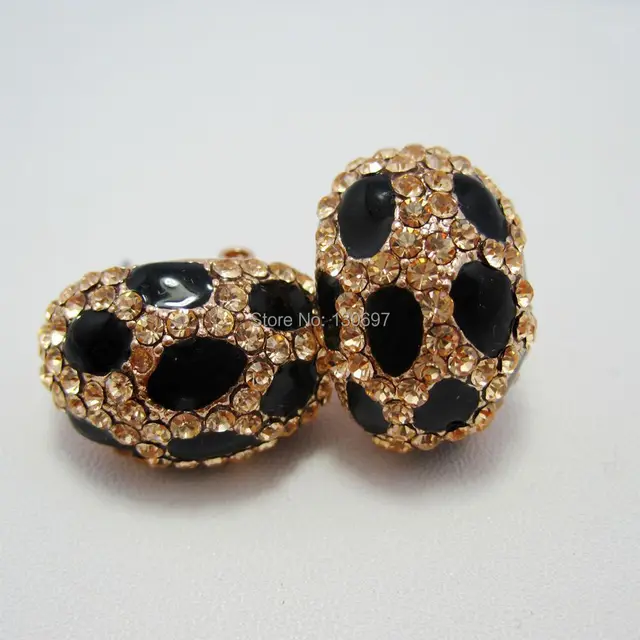 clip on anting anting zirkon berlapis emas fashion perhiasan enamel hitam leopard anting clip on anting anting zirkon berlapis emas fashion perhiasan enamel hitam leopard anting
