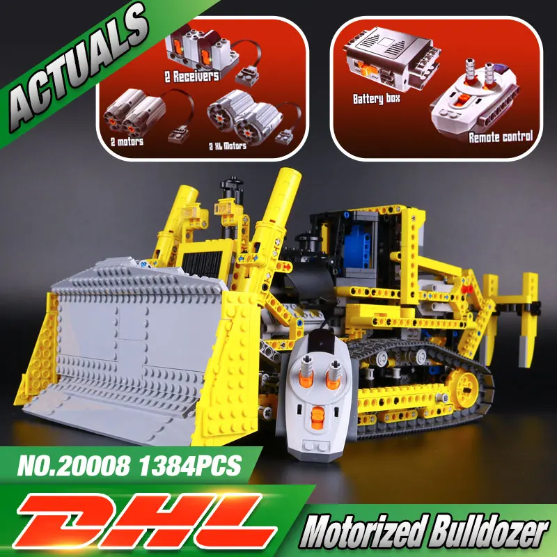 

DHL 20008 Motor Technic Car Compatible with Legoing 42030 Remote Control Bulldozer Set Assembling Building Blocks Bricks Kid Toy