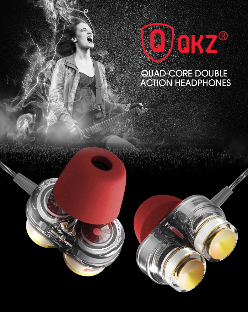 Натуральная QKZ KD7 наушники двойной драйвер с микрофоном gaming headset mp3 DJ поле audifonos fone de ouvido sem fio auriculares