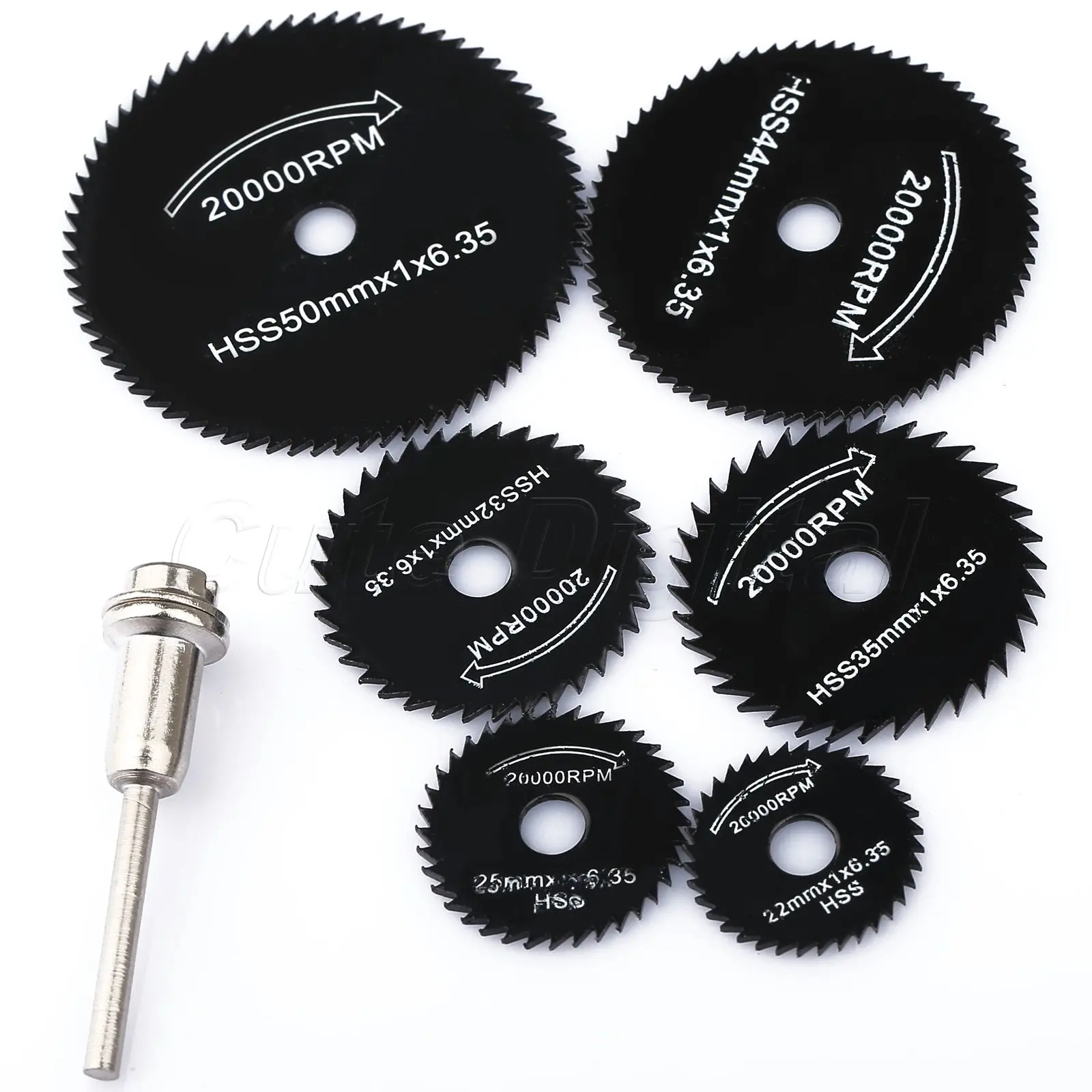 6PCS HSS Rotary Tools Circular Saw Blades Cutting Discs Cutoff Cutter Rotary blade Power tools abrasive accessories w/ Mandrel