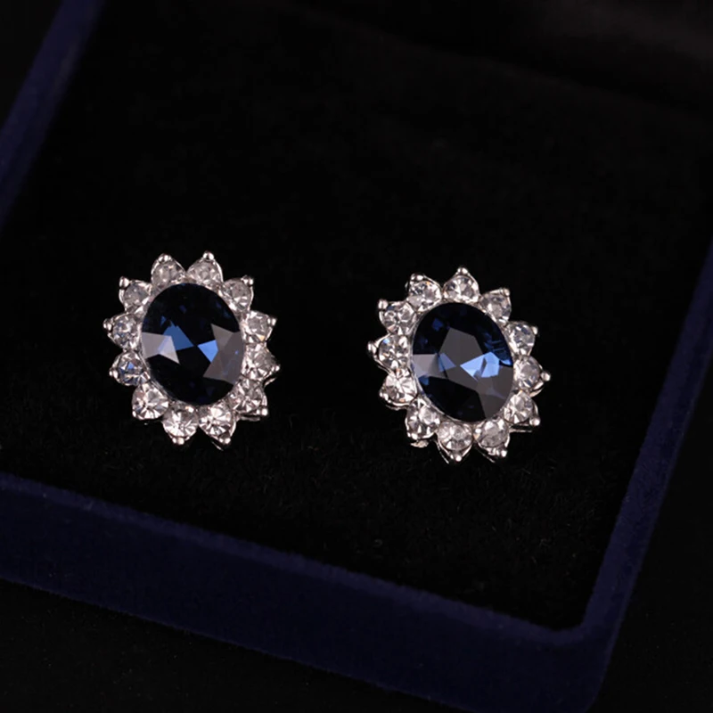 Elegant Blue Crystal Stone Wedding Jewelry Sets For Brides Color Necklace Set Women African Anniversary Gift | Украшения и