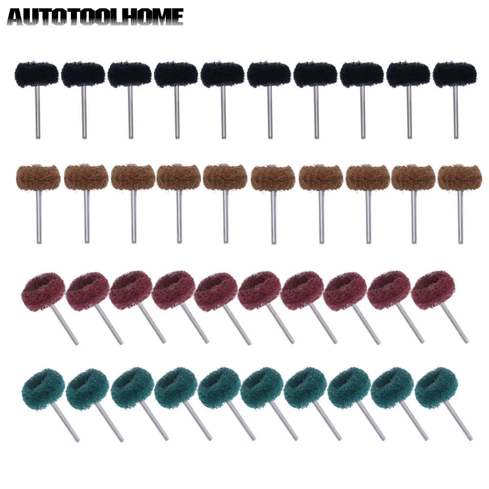 

40Pcs Nylon Fiber Scouring Wheel Abrasive Tools Set Buffing Cleaning Metal Alloy Jewellery Rust Removal Grinder Mounter Point