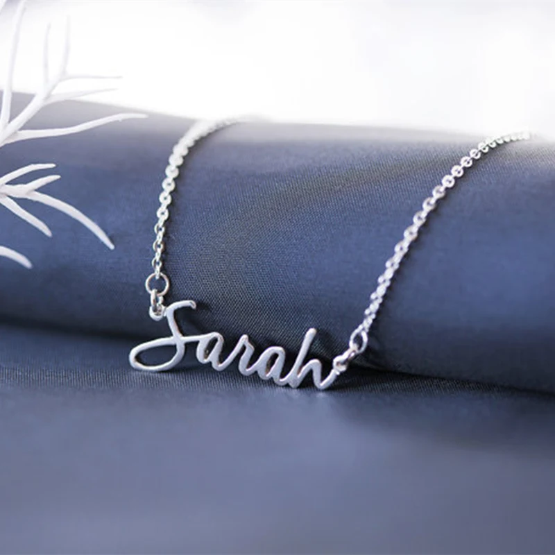 

Handmade Personalized Custom Script Name Necklace Women Girls Best Gift Customize Nameplate Initials Letter Necklaces Jewelry