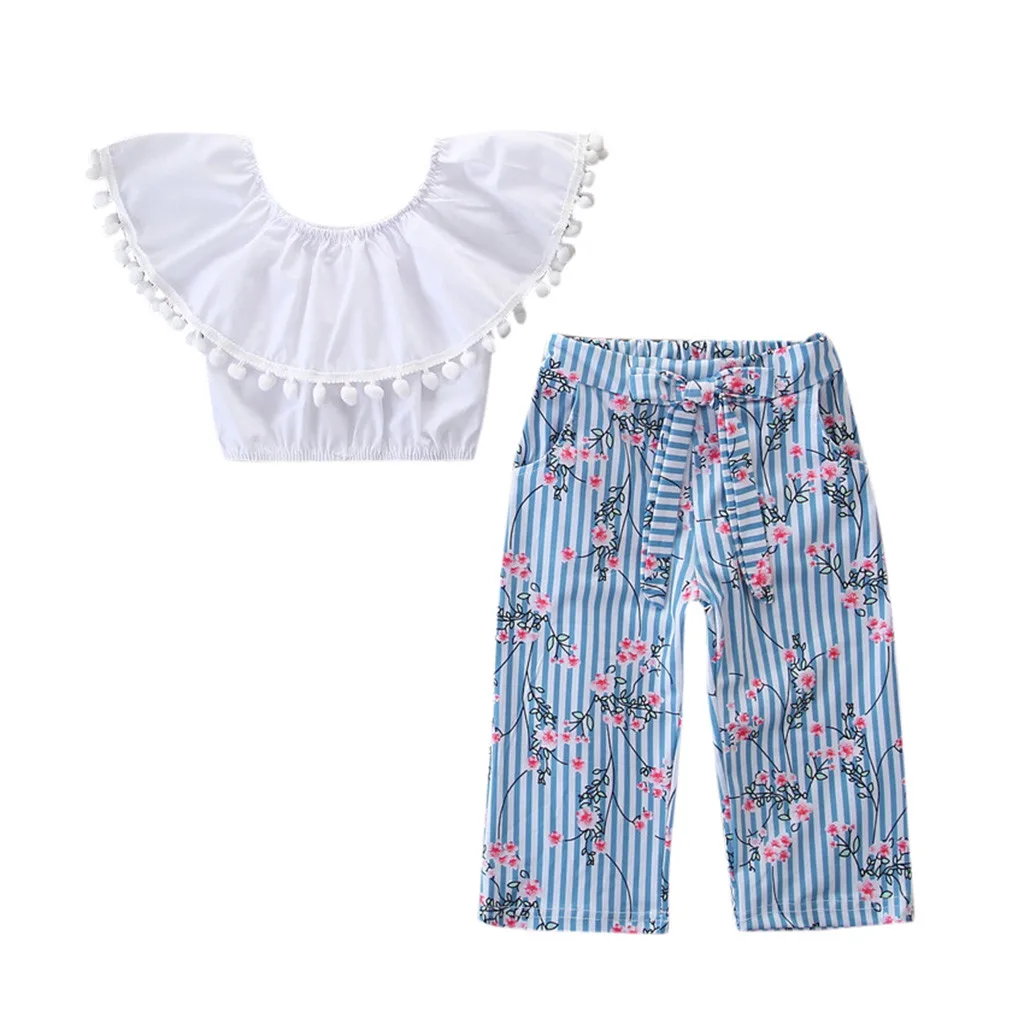 

Toddler Girl Clothes Kids Toddler Kids Baby Girls Outfits Clothes Off Shoulder T-shirt+Floral Pants Set Suit 2019 clothes