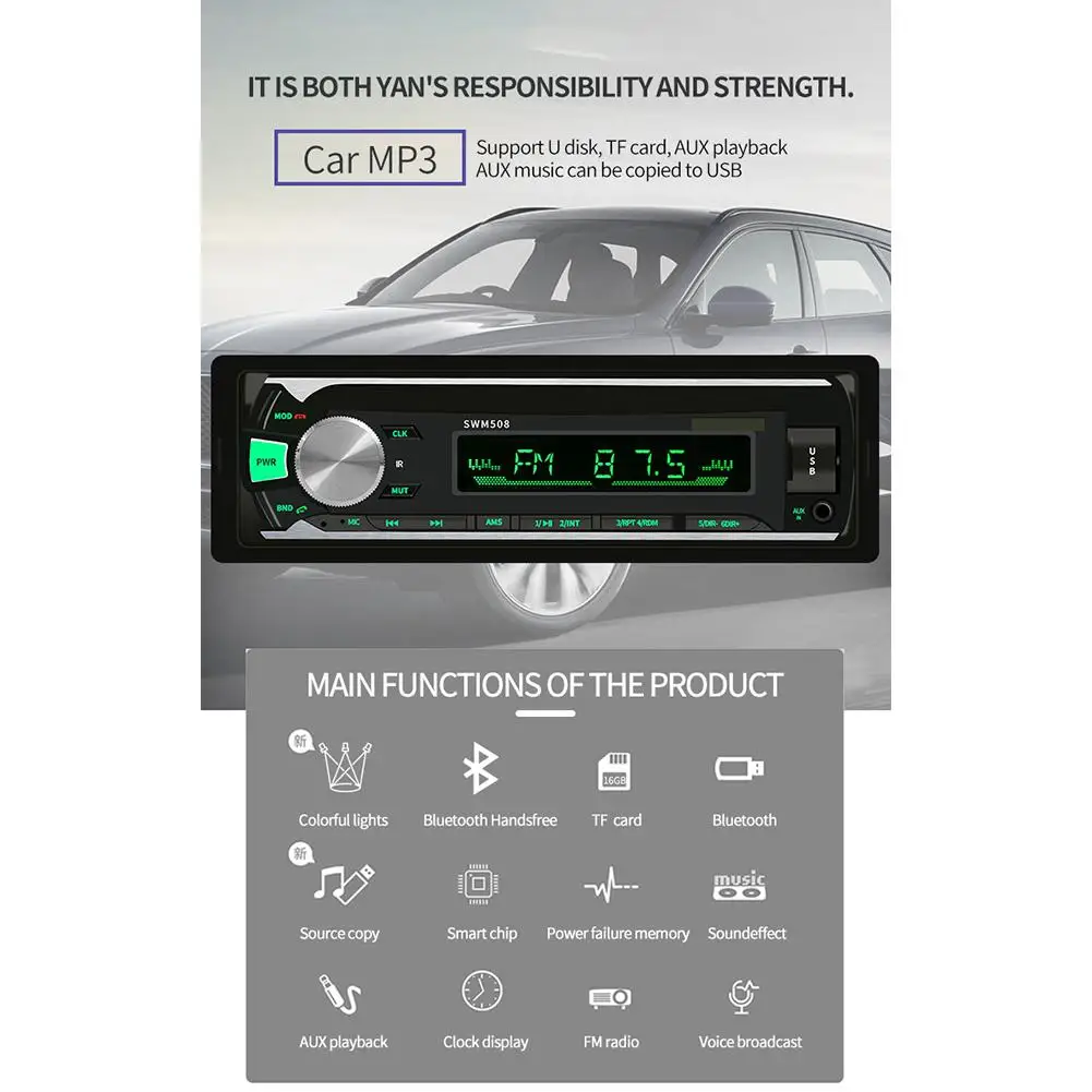 Автомобильный радиоприемник Bluetooth беспроводной Fm трансмиттер MP3 плеер