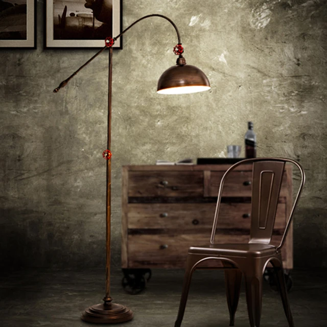 Loft Floor Lamp Retro Country Standing Home Reading Loft Floor Lamp Retro Country Standing Home Reading Lights Office Lighting E27 Bulb Frame Heigh Adjule