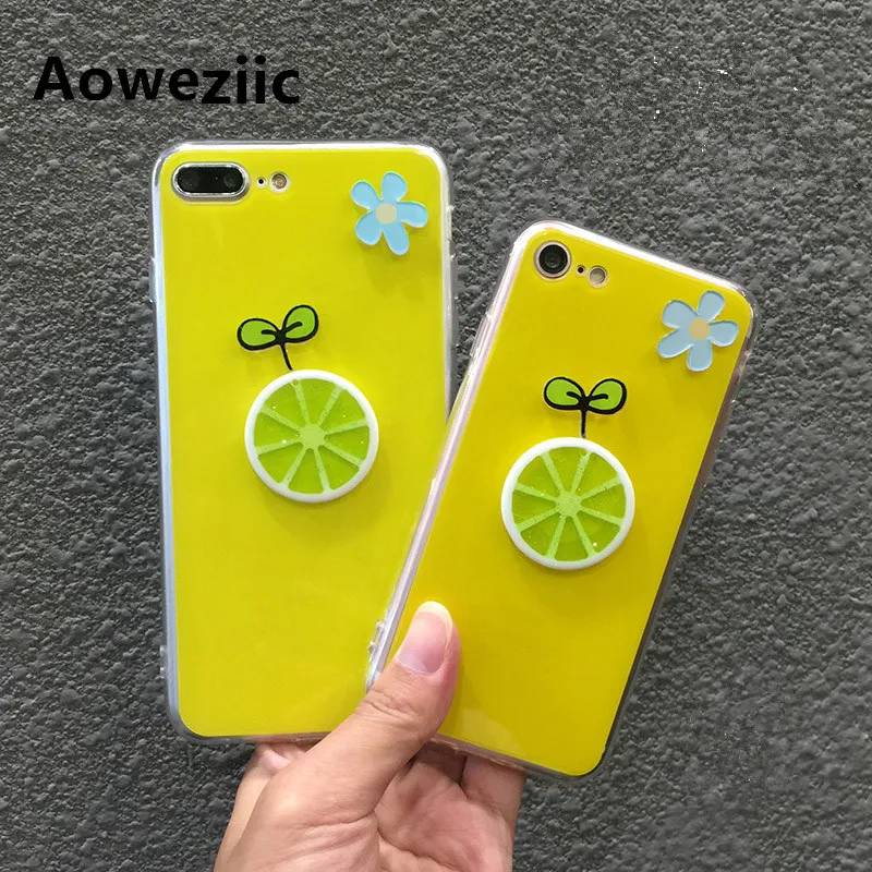 

Summer fresh lemon for iphone7 6s plus mobile phone case silicone sleeve anti-drop simple yellow diy tide